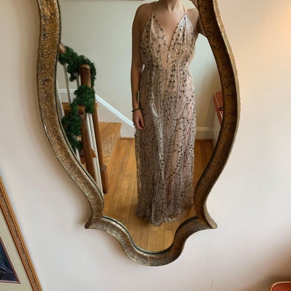 Dresses & Skirts - Luminous Night Taupe Glitter Sequin Maxi Dress